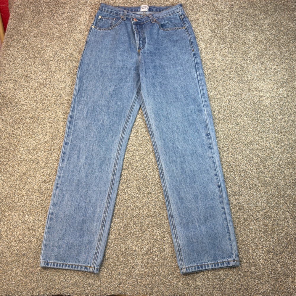 Princess Polly Light Wash High‎ Rise Straight Leg Jeans Button Fly Blue 4 Baggy